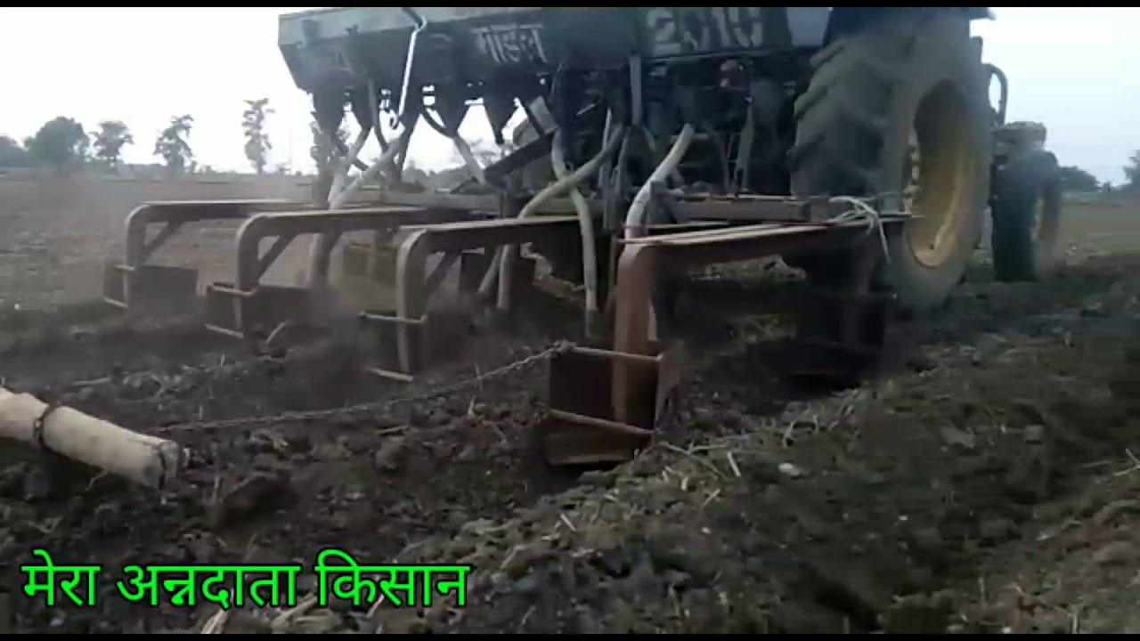 Jugad seeddrill me bed par soyabean or chane ki buwai. जुगाड़ - सोयाबीन ओर चने की क्यारियों में बुवाई
