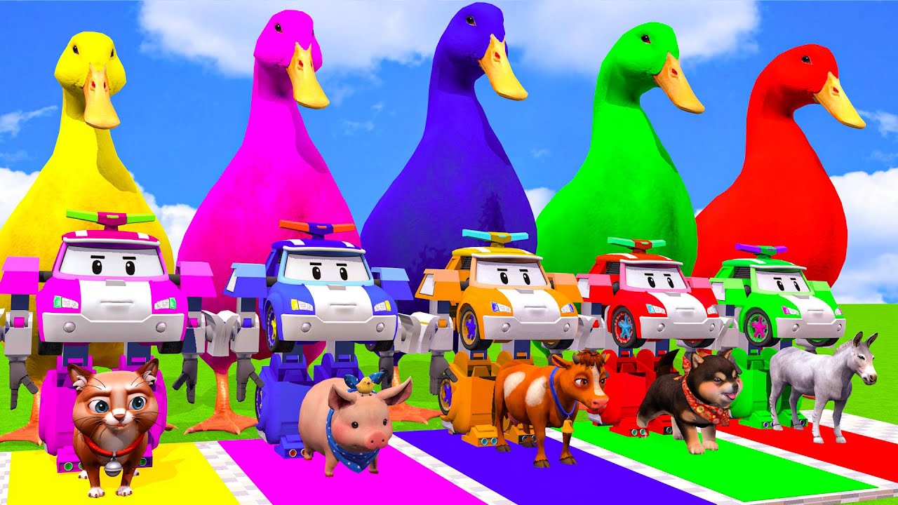 Long Slide Game with Cow Elephant Gorilla Hippopotamus Tiger 3d Animal Game Funny 3d Animals