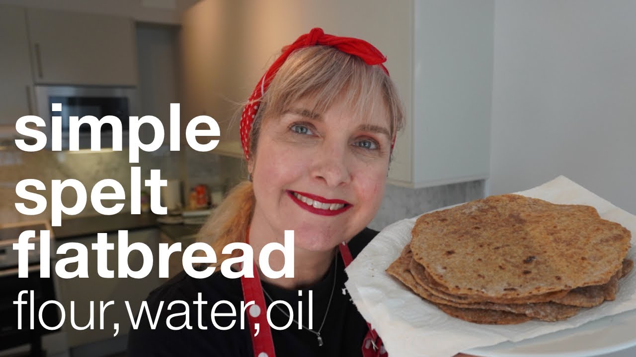 No Yeast Simple Spelt flatbread: flour, water and oil