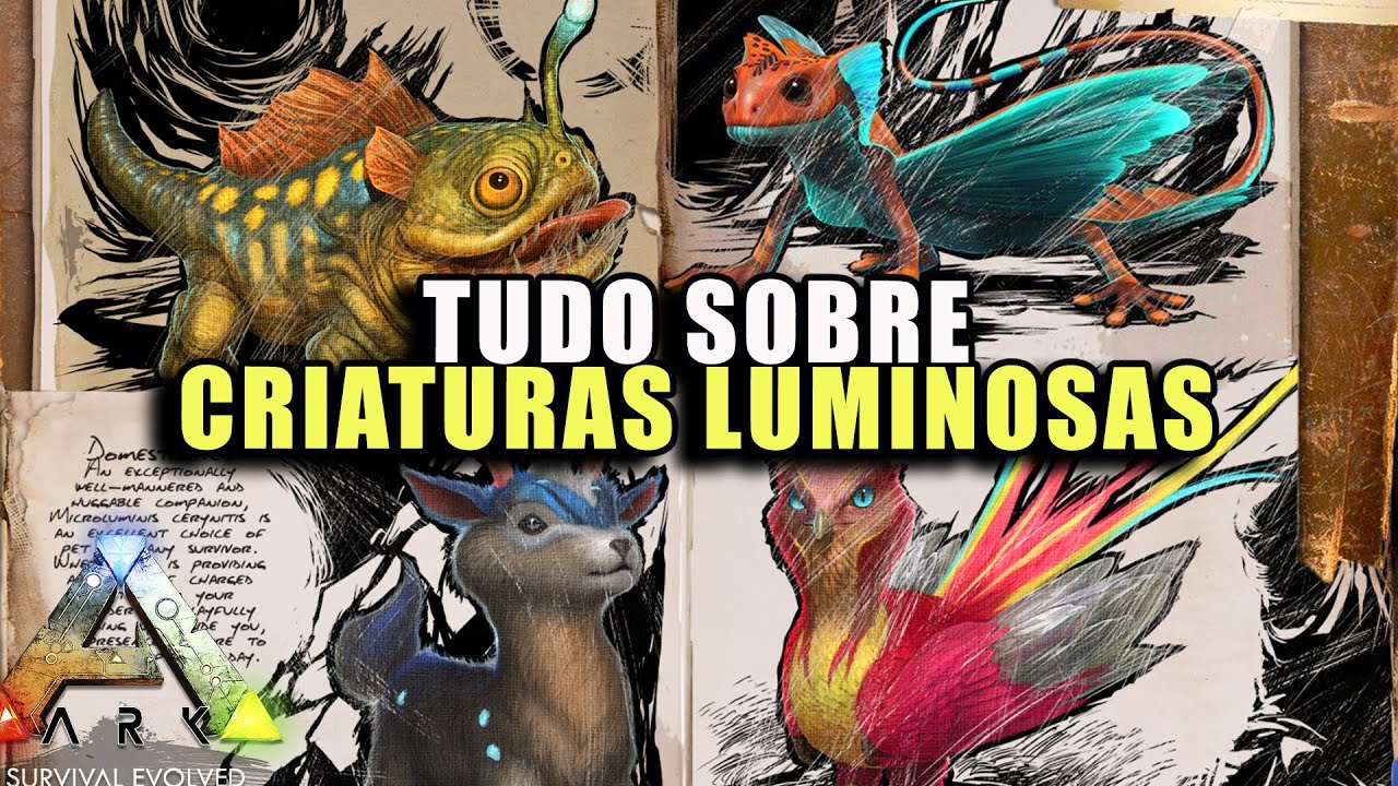 ARKDEX - Criaturas Luminosas - FEATHERLIGHT - GLOWTAIL - SHINEHORN - BULBDOG - ARK Survival Evolved