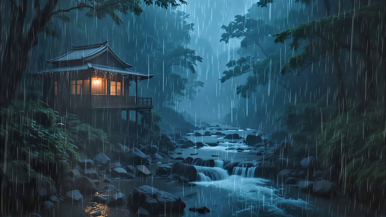 🌧 Gentle Night Rain in a Deep Forest Cabin 🌲 | Relaxing Sounds for Deep Sleep & Stress Relief