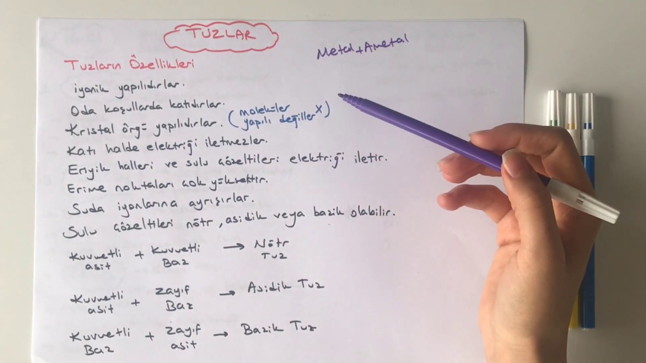 10 Sınıflar Kimya - Asit, Baz ve Tuzların Özellikleri