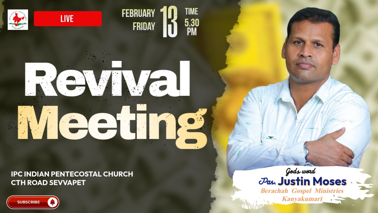 Pas. Justin Moses | Kanyakumari | Live | Special Service | 13.02.2026 | 6.00PM | IPC Church Sevvapet