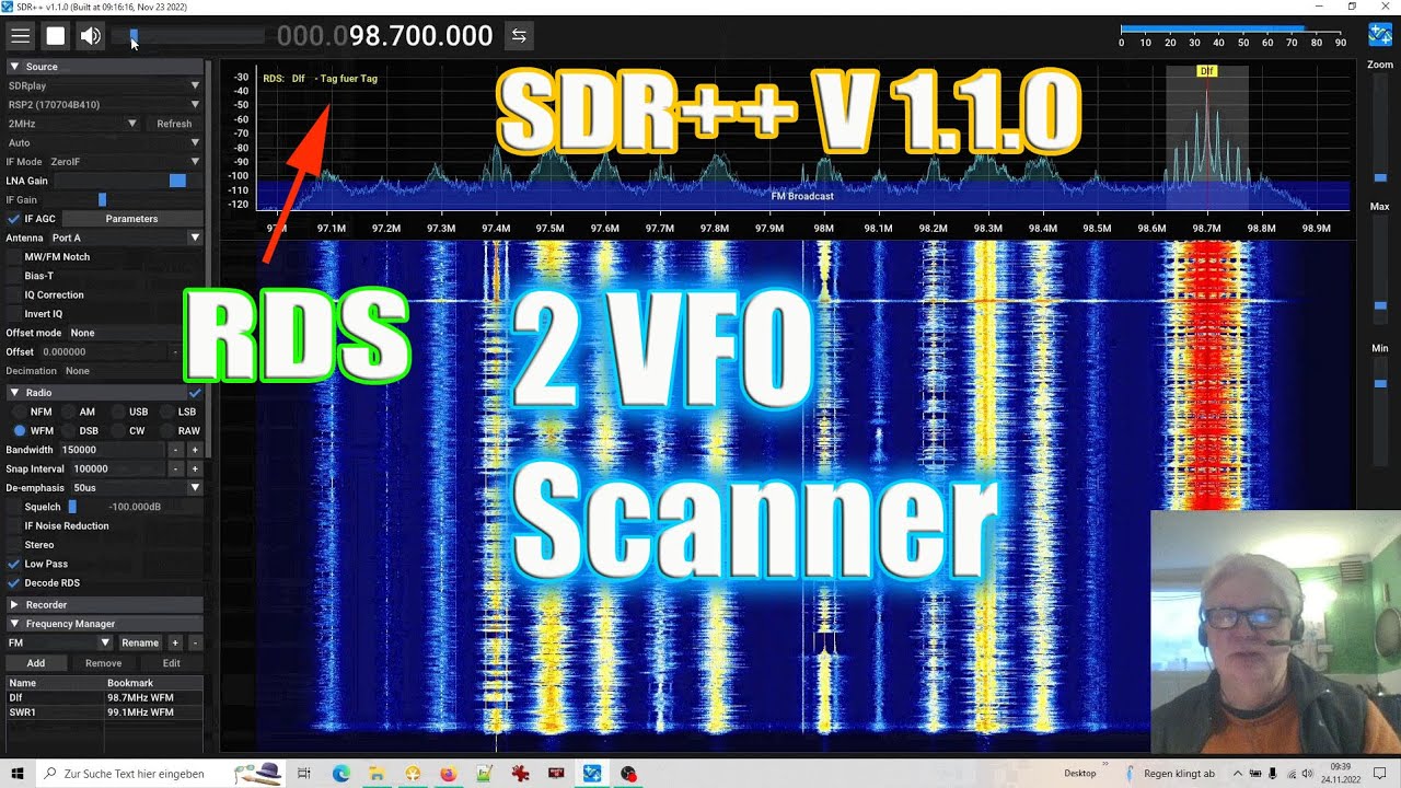 SDR++ SDR PP ► V 1.1.0 ► RDS · 2 VF0 · Scanner ► Module Manager ► Open Source ► Windows Mac Linux