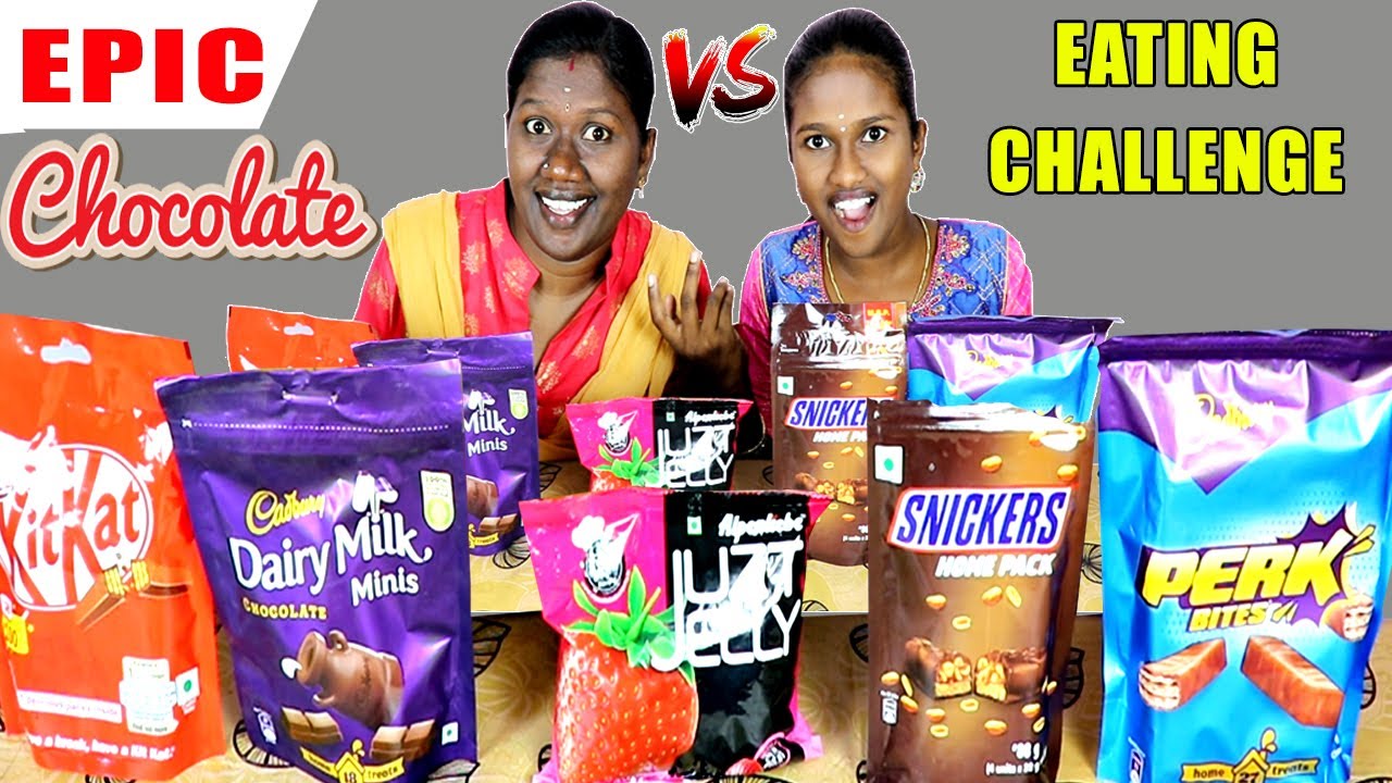 EPIC CHOCOLATE EATING CHALLENGE WITH FUN GAME IN TAMIL FOODIES DIVYA VS ANUSHYA /DAIRY MILK/ KITKAT