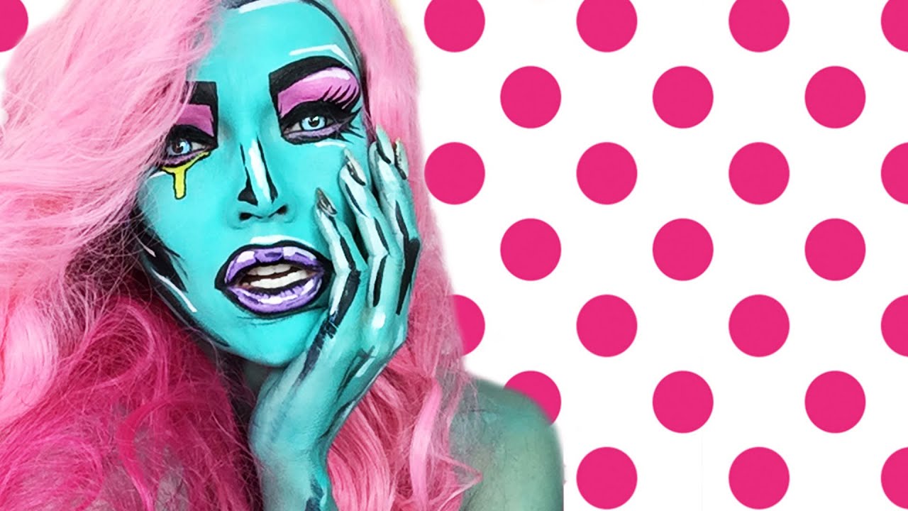 Cartoon Pop Art Girl Painting Makeup