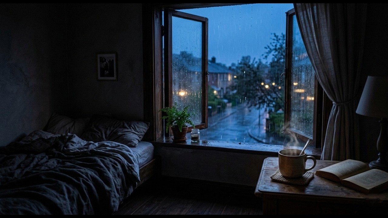 POV: Watching Rain Through the Window at Blue Hour | LoFi Study Music & Rain Ambience for Focus
