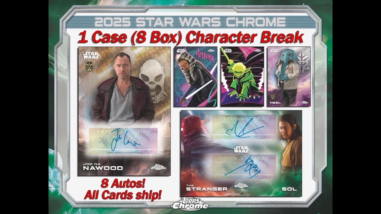 Чехол Topps STAR WARS CHROME 1 (8 коробок) 2025 года, распродажа #2, eBay Live, 16.09.25