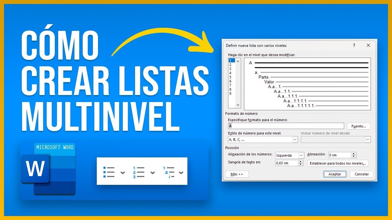 Cómo crear y editar una LISTA MULTINIVEL en Microsoft Word