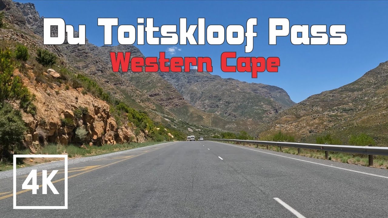 Du Toitskloof Pass. Driving the mountain route with Beautiful views of Paarl and Table Mountain.