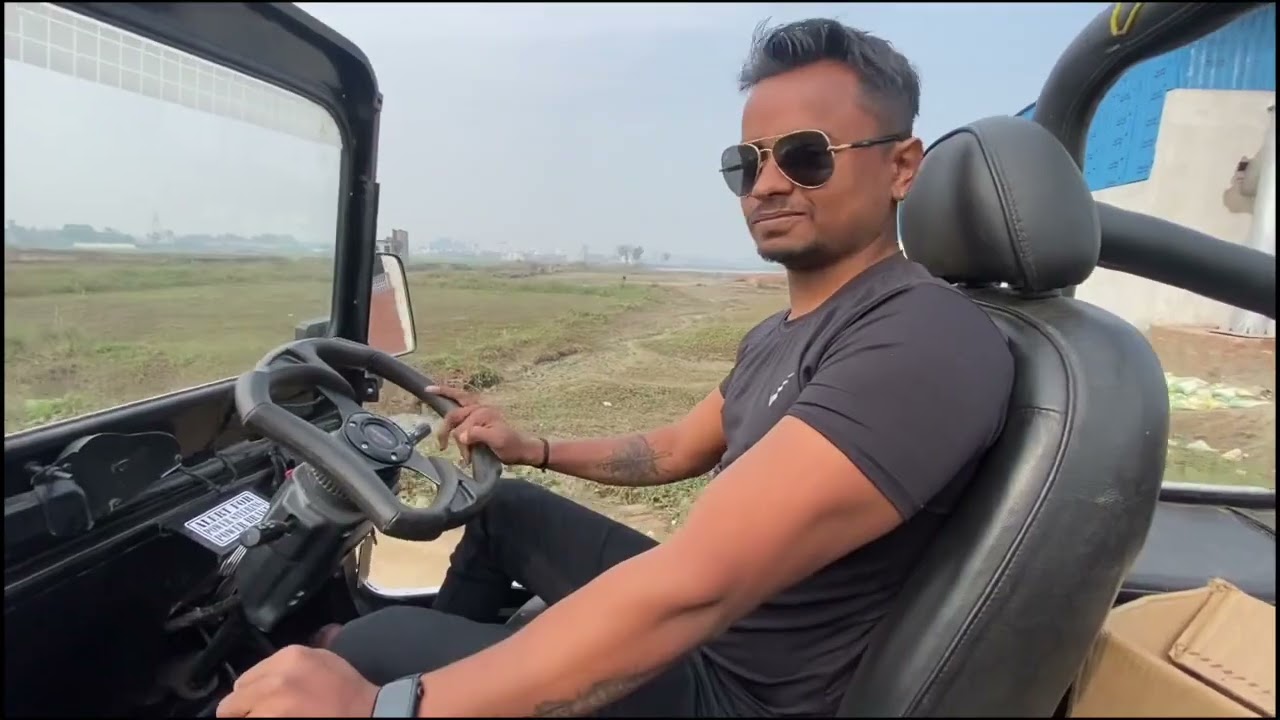 Hajipur to Bidupur Ride on Open Modified Black Color Jain Motors Jeep in Hindi