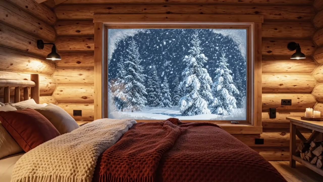 Snowstorm Outside a Cozy Mountain Cabin ❄️ Howling Winter Wind for Deep Sleep (3 Hours)