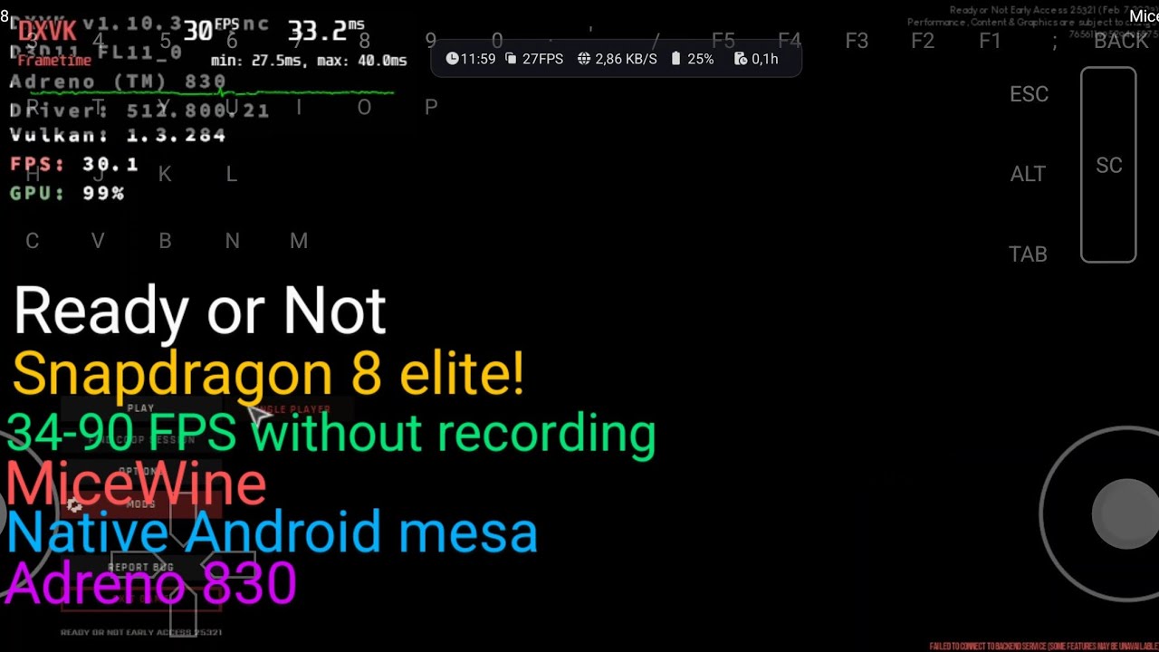 Ready or Not on snapdragon 8 elite Android! MiceWine with native android mesa (Redmagic 10 pro)