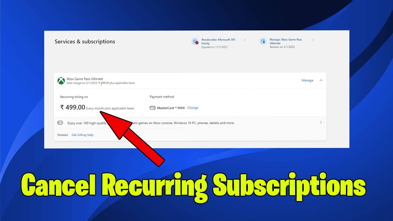 How to cancel Subscriptions for Microsoft and Xbox