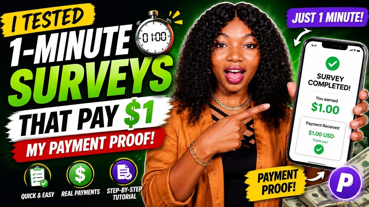 I Tested 1-Minute Surveys That Pay $1 | My Payment Proof