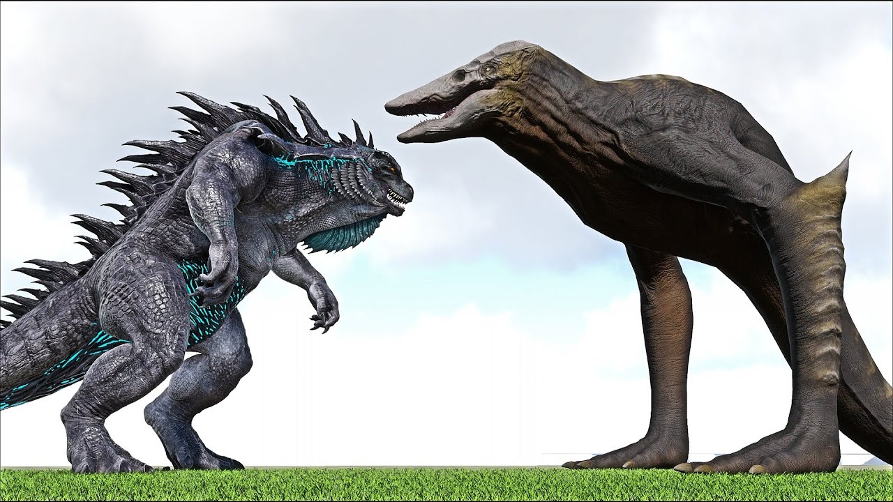 TITANUS GOJIRAN VS TITANUS SKULL CRAWLER (ARK SURVIVAL EVOLVED BATTLE KAIJUS, TITANS AND MORE)