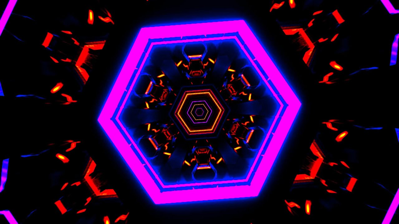🎬 VisionKanal 4K &ndash; Futuristischer Hexagon-Tunnel Neon Lila und Rot | Ohne Audio [2 Stunden]