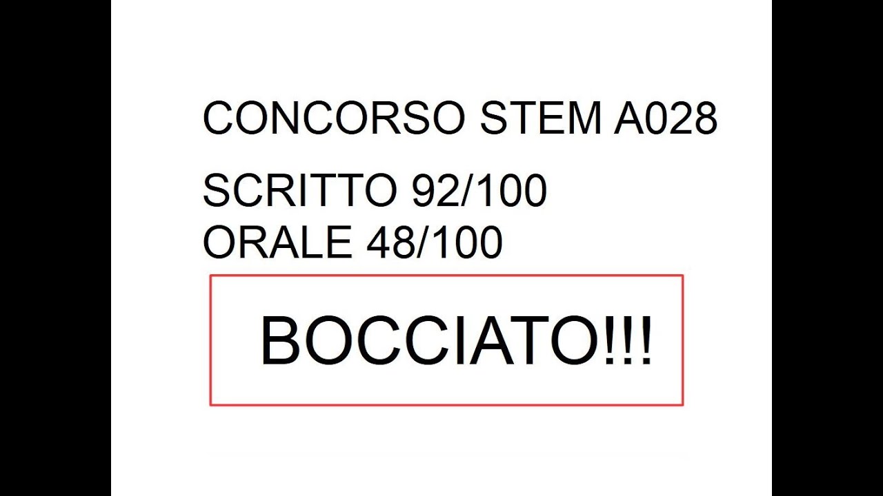 CONCORSO SCUOLA ORALE A028 BOCCIATO? (No)