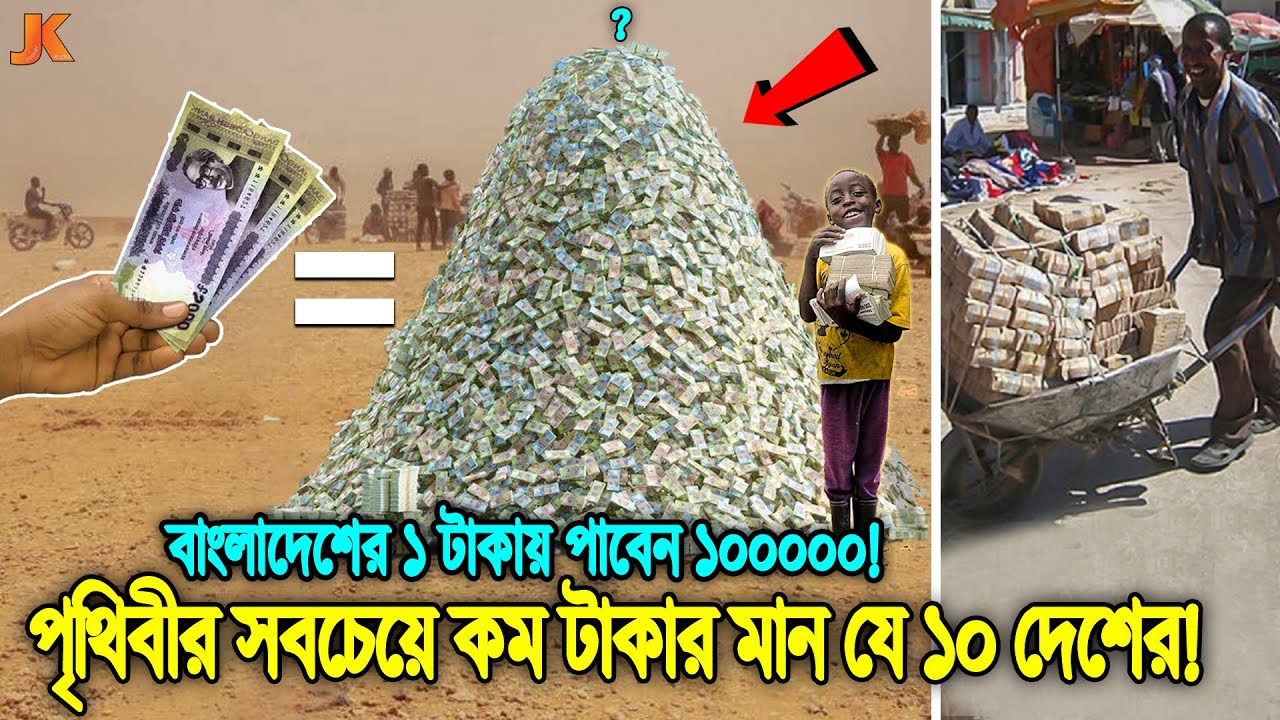 দেখুন বাংলাদেশের চেয়েও টাকার মান কম যে ১০ দেশের! যেখানে ১ টাকা দিলে পাবেন ১০,০০০+ টাকা! Low Currency