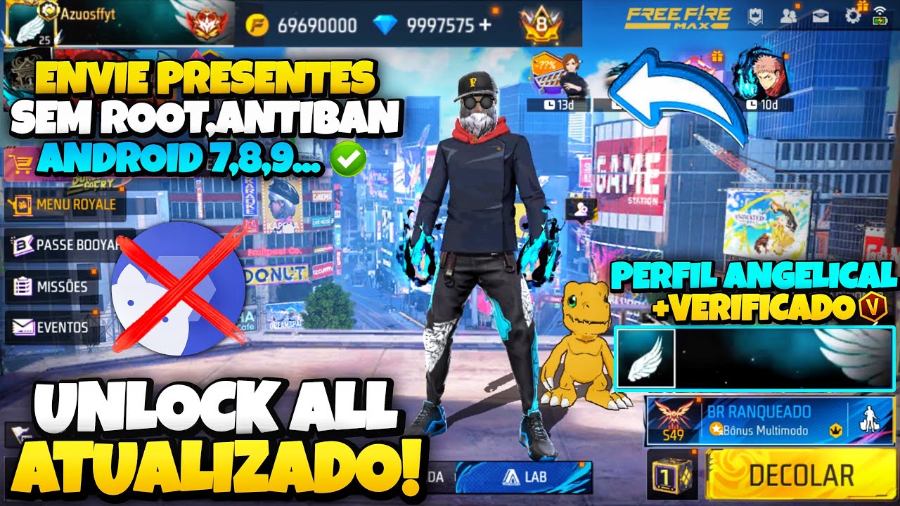(ENVIANDO PRESENTES🎁) COMO COLOCAR UNLOCK ALL NO FREE FIRE, PEGANDO NA PARTIDA | LIBERE SKINS GRÁTIS