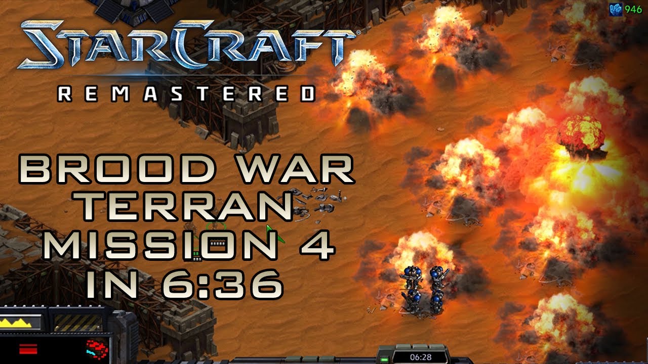 StarCraft Remastered Broodwar Terran Mission 4: Assault on Korhal (Speedrun / Walkthrough)