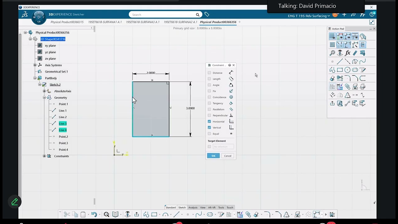 Добавление функции автоматических ограничений CATIA 3DX