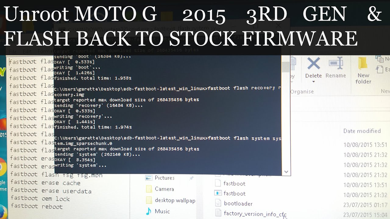 Moto G 3rd Gen /2015 UNROOT & INSTALL ORIGINAL STOCK FIRMWARE TUTORIAL