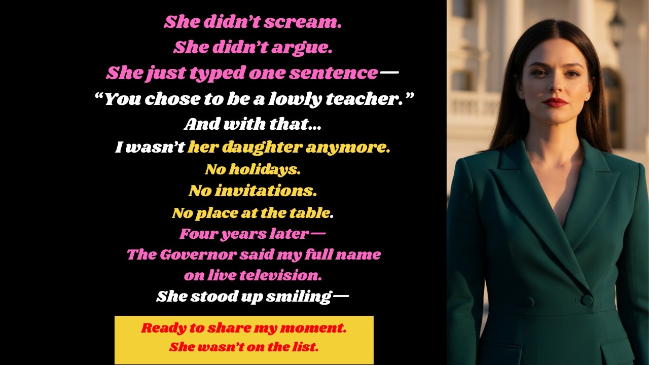 My Parents Disowned Me For Being a “Lowly Teacher”—Until the Governor Thanked Me on Live TV
