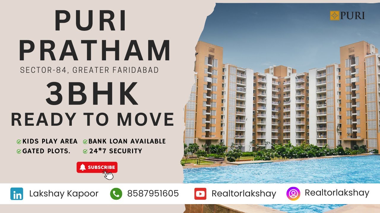 Buy 3 BHK Apartment in Puri Pratham Sector 84 | Properties in Faridabad | Park Facing Flat For Sale