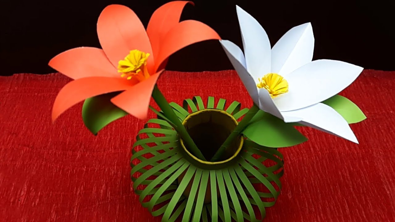 DIY | Awesome Paper Flower Making Tutorials with Flower Vase | Reuse Idea