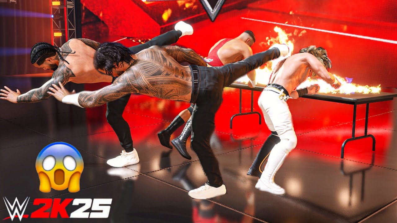 WWE 2K25 - Jey Uso and Jimmy Uso destroys The Vision at Monday Night Raw | Gameplay