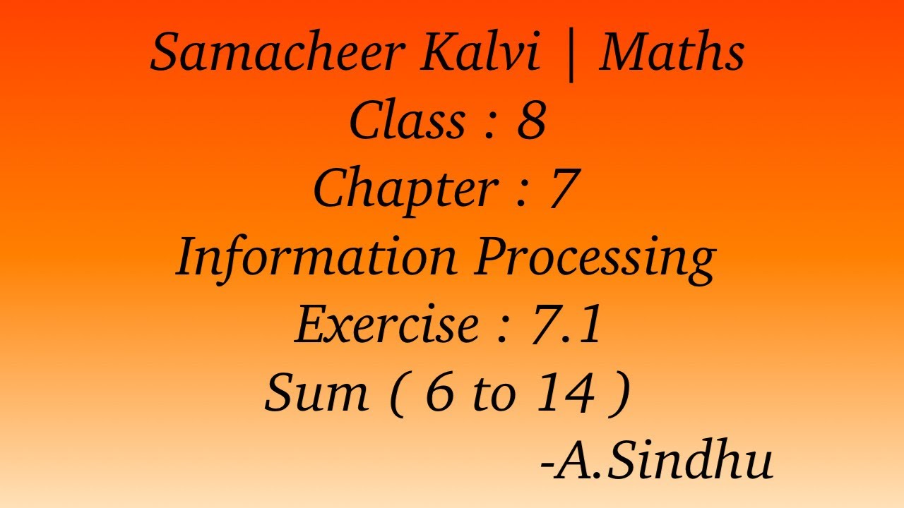 8th Maths Samacheer | Chapter 7 | Information Processing | Exercise 7.1 | Sum  ( 6 to 14 )