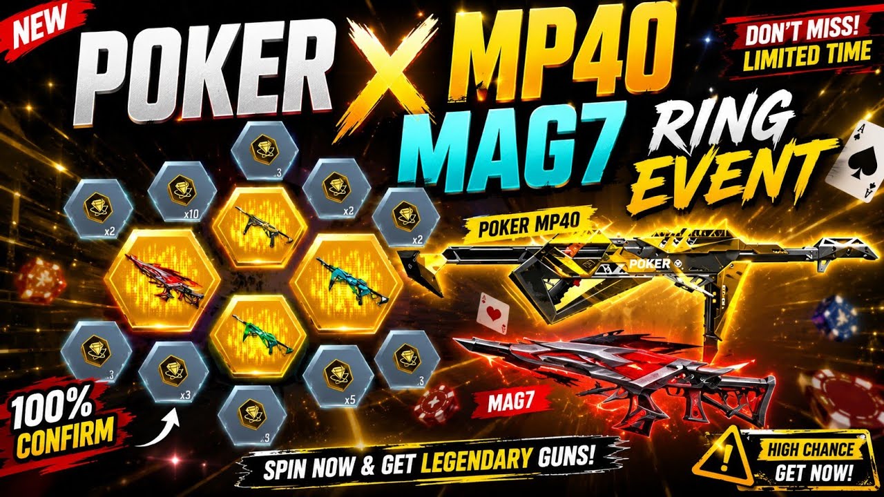 Poker mp40 X Mag7 Ring Event Free Fire🤩💥| Poker Mp40 Ring Event💥| Free Fire New Event Tamil 