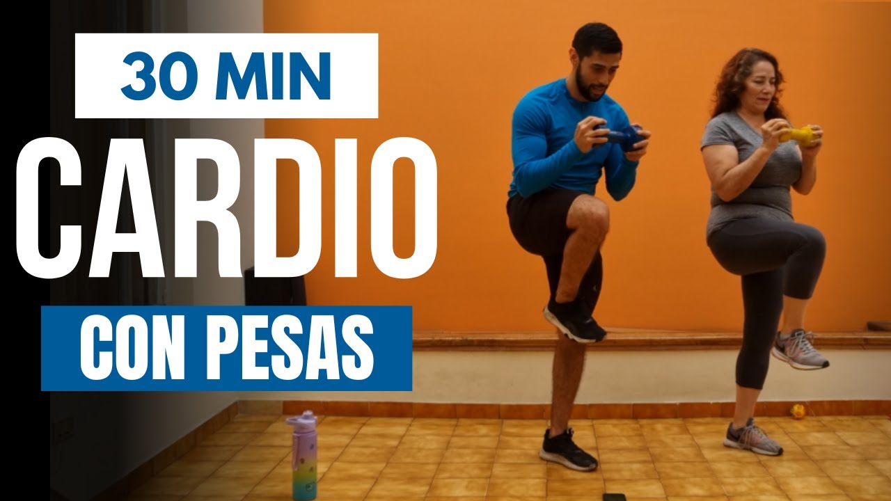 CARDIO sin saltos CON PESAS 🔥 rutina de ejercicios para bajar de peso rápido en casa  30 minutos