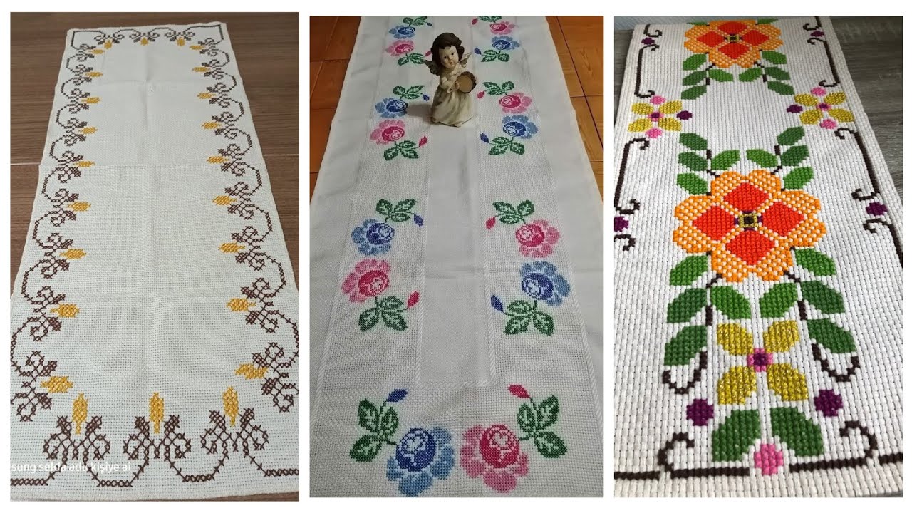 Hand embriodered table runner and table mat design ideas/Cross stitch embroidery design