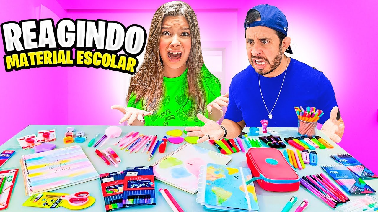 MEU PAI REAGINDO AO QUE COMPREI DE MATERIAL ESCOLAR *ele surtou