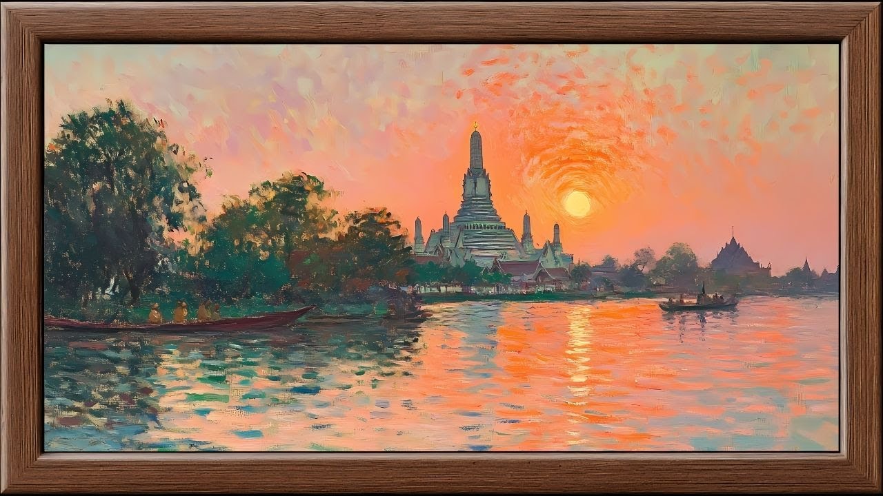 Wat Arun Canal Sunset Bangkok | Frame TV Art 4K Screensaver | Monet Style