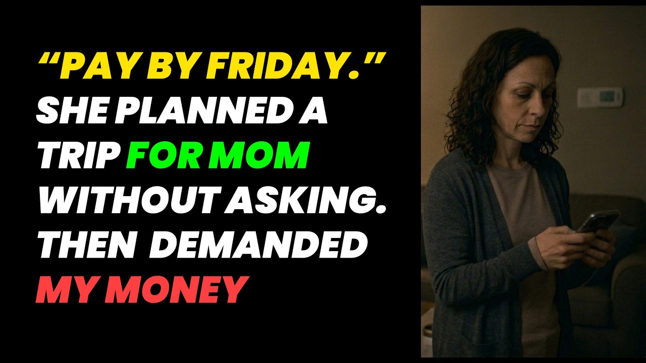 “Pay by Friday ” She Planned a Trip for Mom Without Asking—Then Demanded My Money