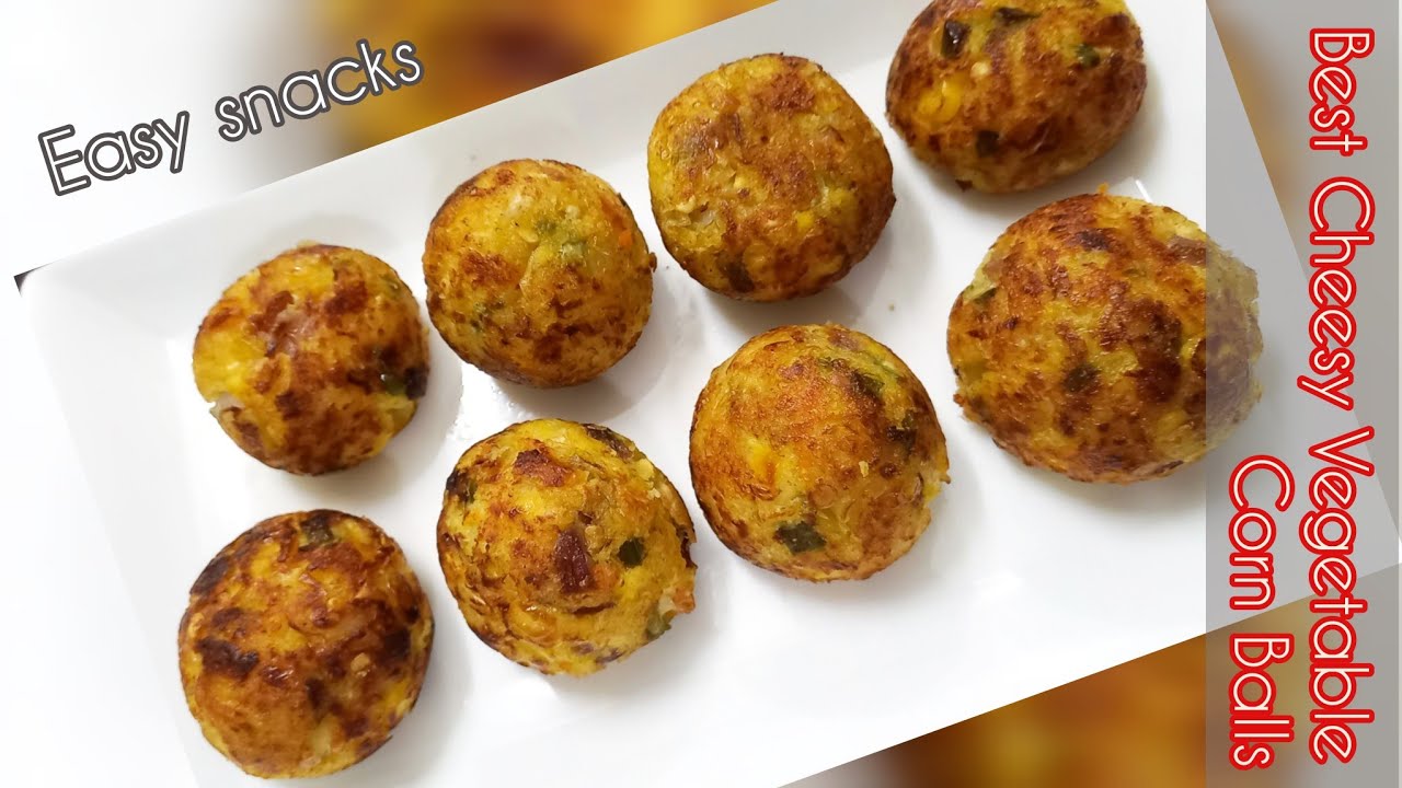 Best Cheesy Vegetable Corn Balls | Less oil Cheese Balls using pan | Evening Snacks #lessoilcooking
