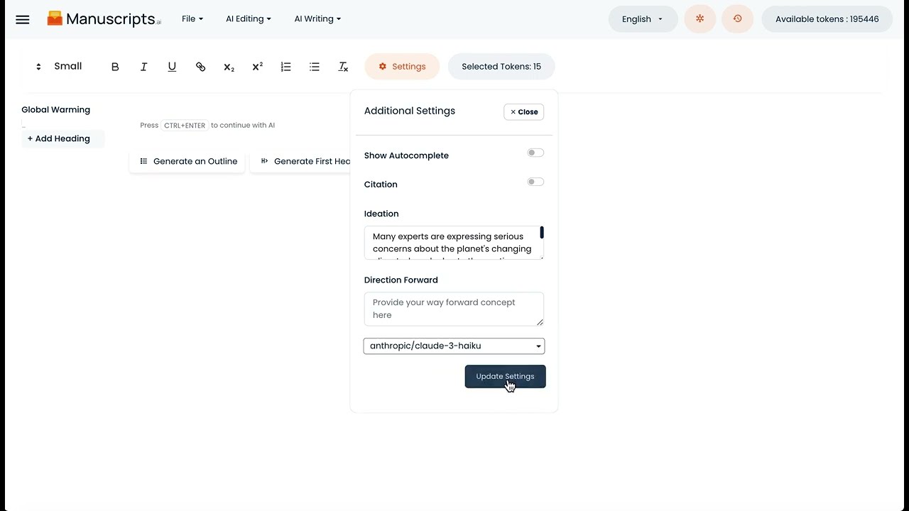 Manuscripts.ai - How To Generate Heading?