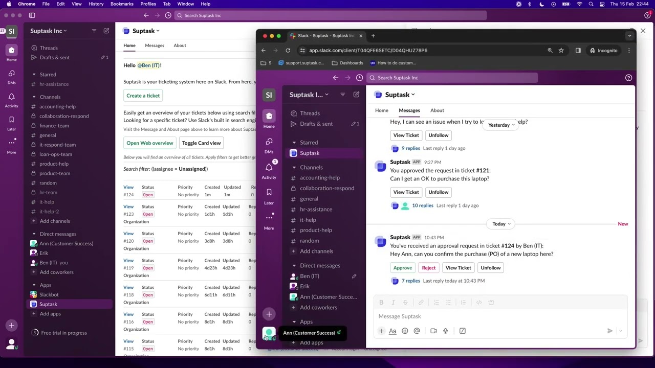 How to Manage Approvals in Slack - Agent requests an approval from another user | Suptask