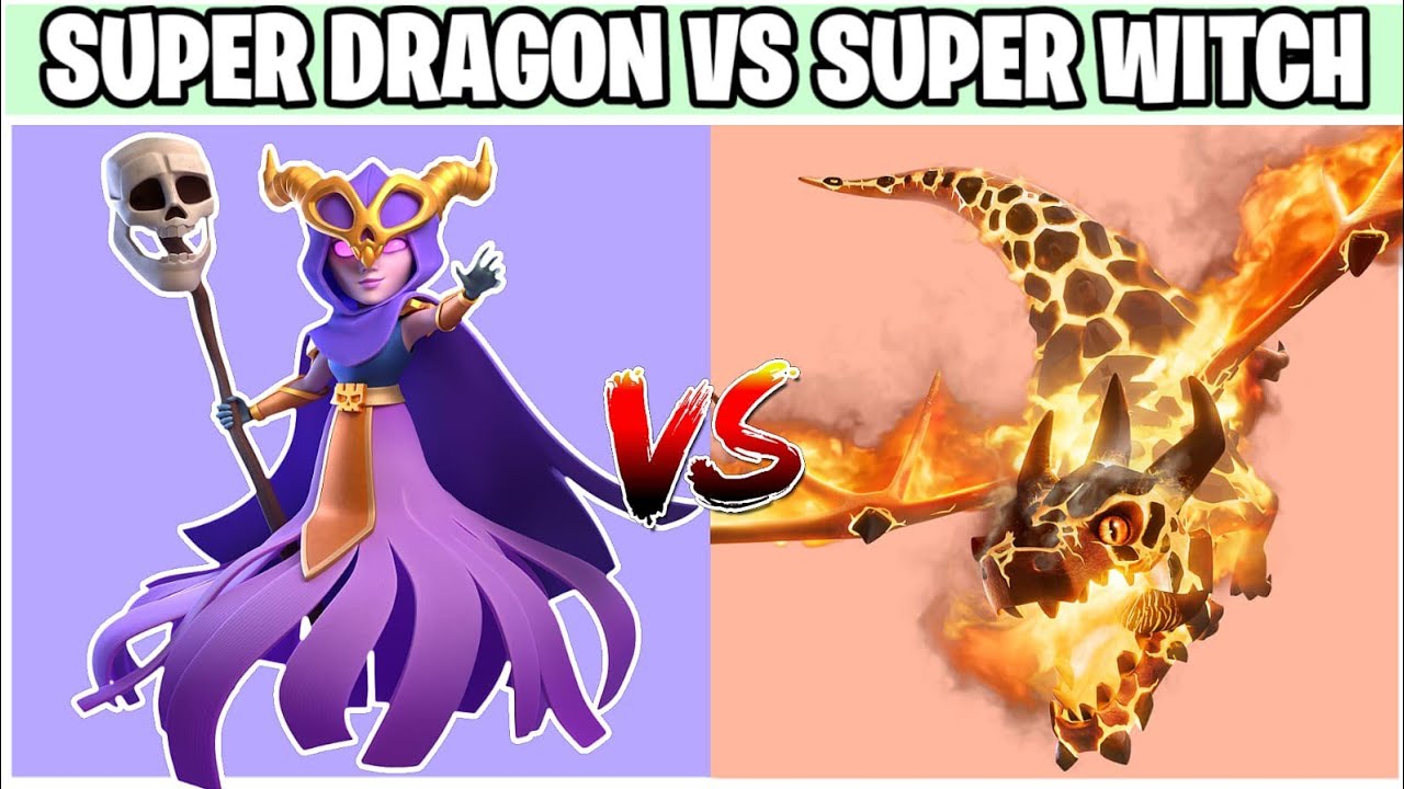 Super Dragon Vs Super Witch Gameplay | Epic Duel | Clash Of Clans