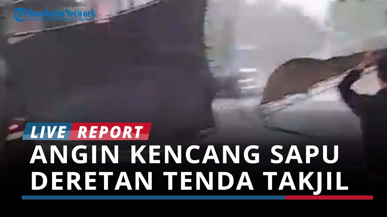 Angin Kencang Sapu Alun-alun  Bangkalan, Deretan Tenda Takjil Beterbangan