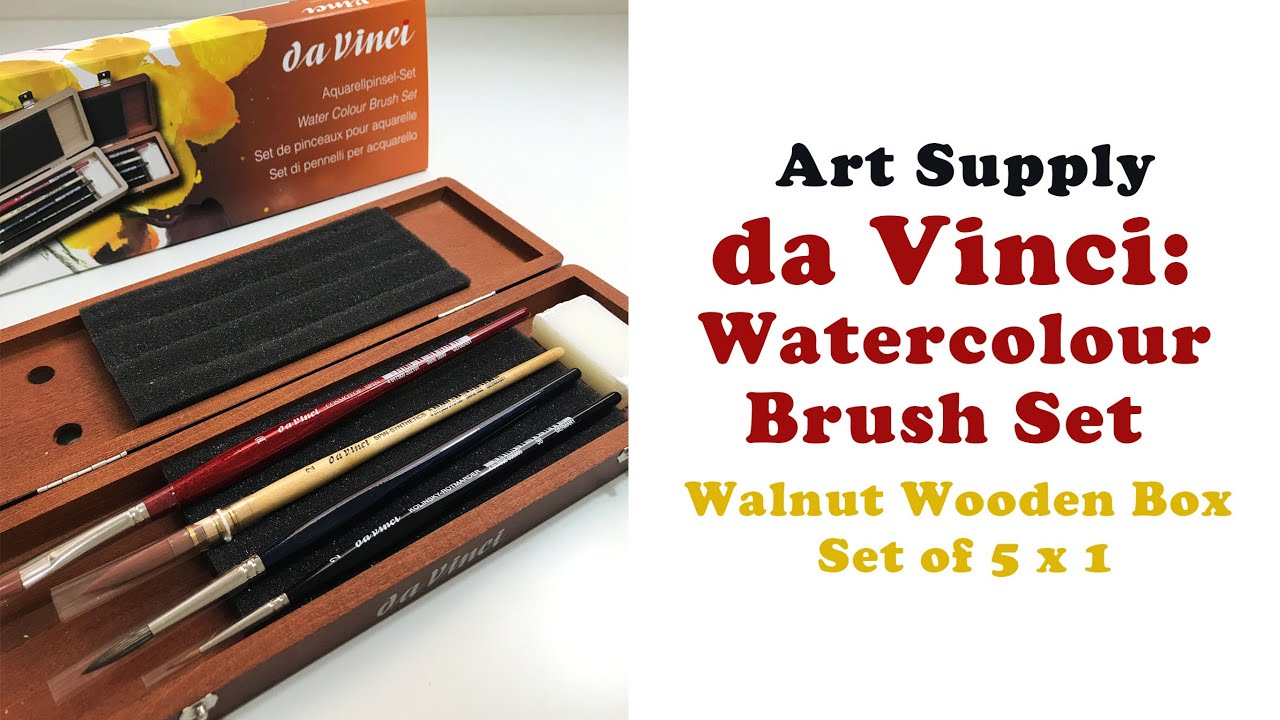 Unboxing DA VINCI: WATERCOLOUR BRUSH: WALNUT WOODEN BOX SET OF 5