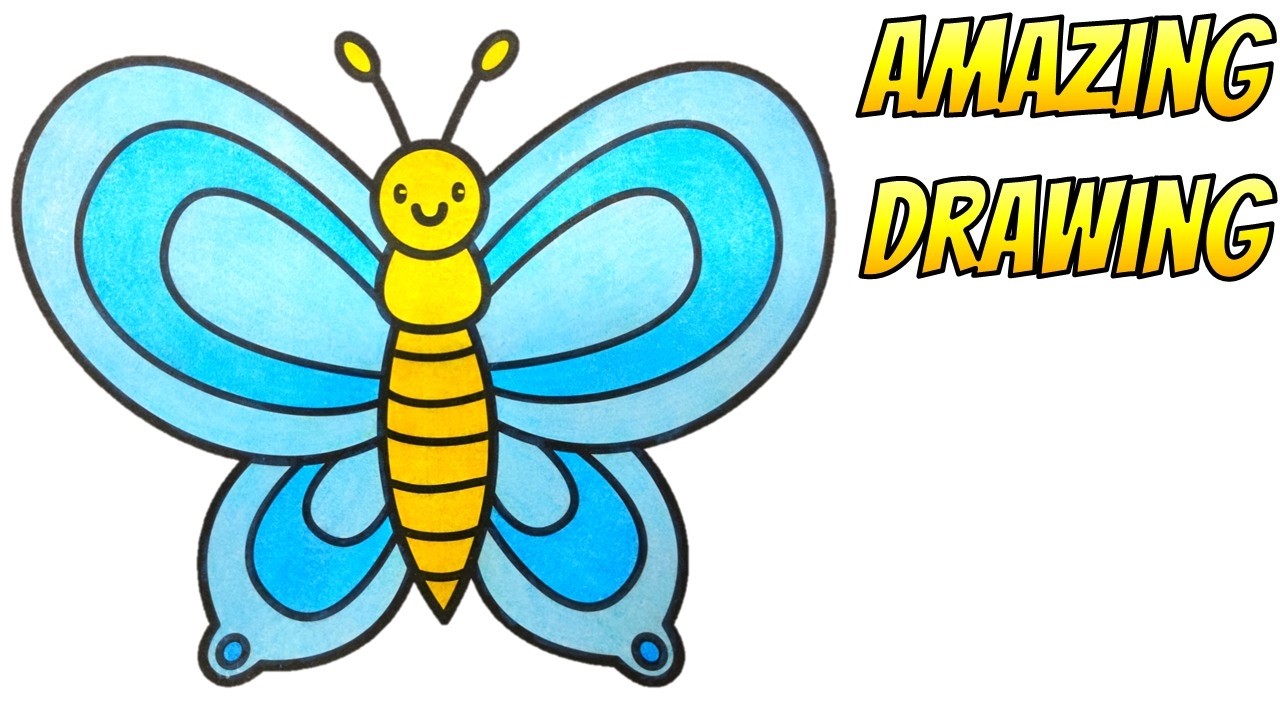 Blue Butterfly with Yellow Body #amazingdrawing