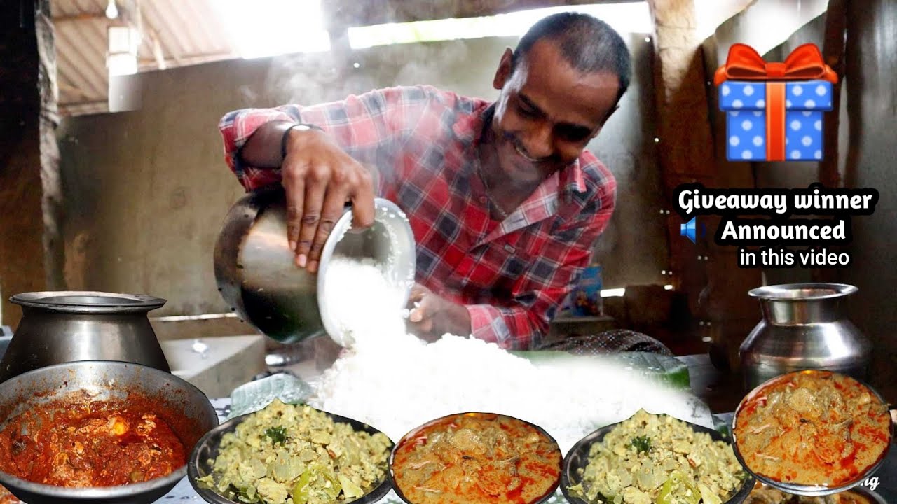 MUKBANG- அட மழையில் சூடான சுவையான விருந்து ,unlimioted white rice Egg podimas ,Mutton boti curry