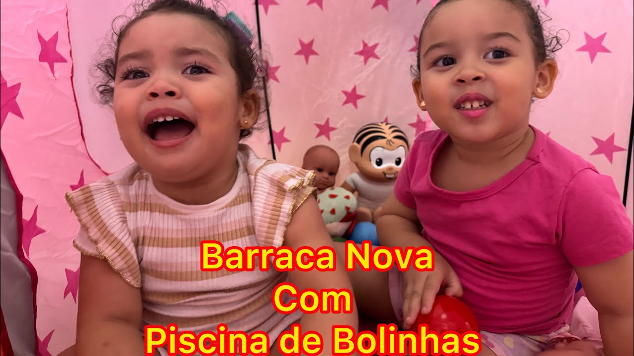 Brincando na Barraca nova e piscina de Bolinhas com cesta de basquete