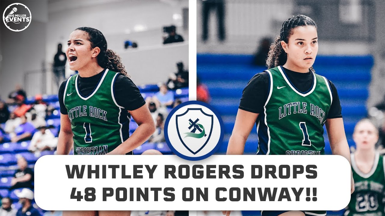 5 star Arkansas commit Whitley Rogers goes for a 48pt double-double vs Conway!