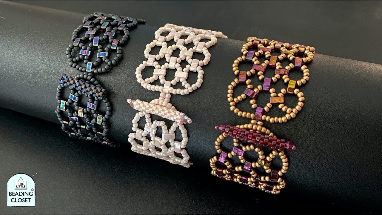 LIQUID LACE Beaded Bracelet Tutorial / Half Tila Bead Pattern / Peyote Stitch Toggle Bar