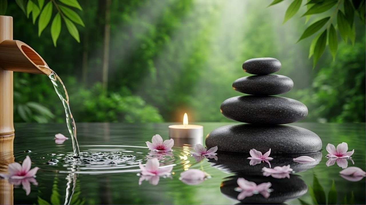 Relaxing Bamboo Water Sounds 🌿 Piano Music for Sleep, Stress Relief & Calm Mind
